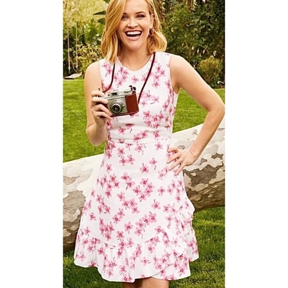 NWOT Draper James Floral Linen Faux Wrap Dress - Picture 3 of 15